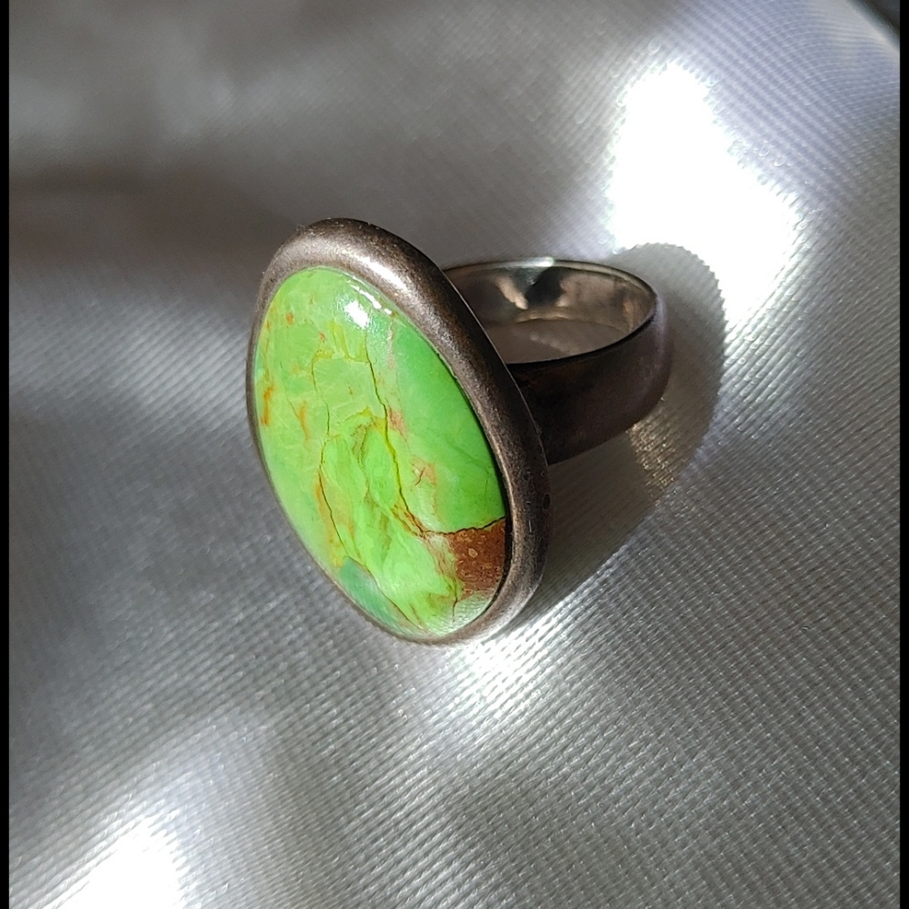 Barse lime turquoise silver ring 9 - Picture 3 of 7